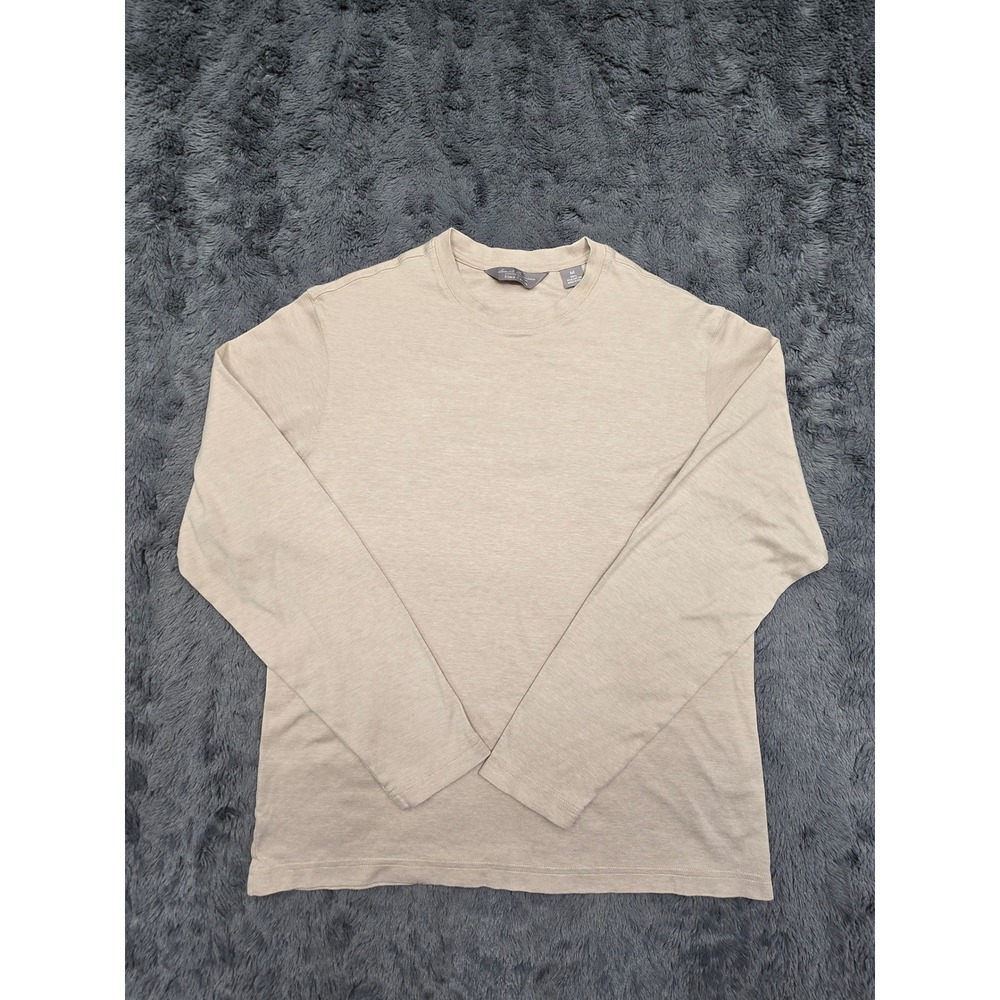 Daniel Cremieux Signature Collection Mens M Tan Pima Cotton Long Sleeve T-Shirt